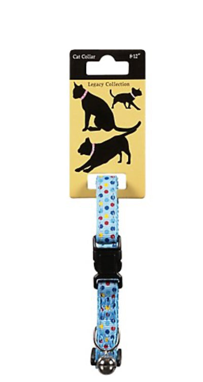 Legacy Collection Cat Collar 8 to 12 Inch - Light blue/Polka Dot