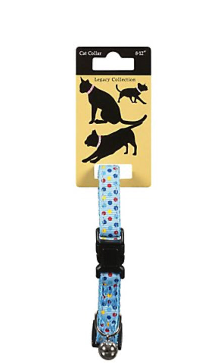 Legacy Collection Cat Collar 8 to 12 Inch - Light blue/Polka Dot