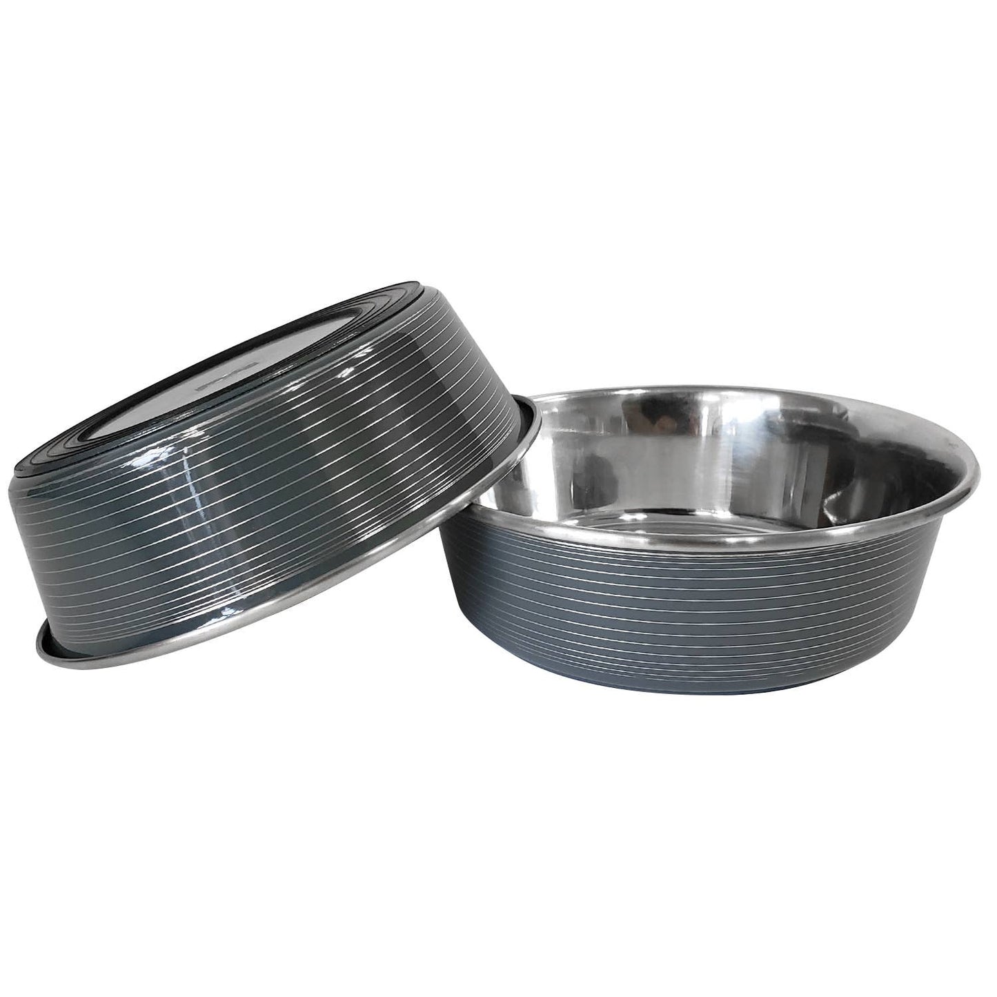 Eco-friendly Striped Deluxe Stainless Steel Bowl: Black