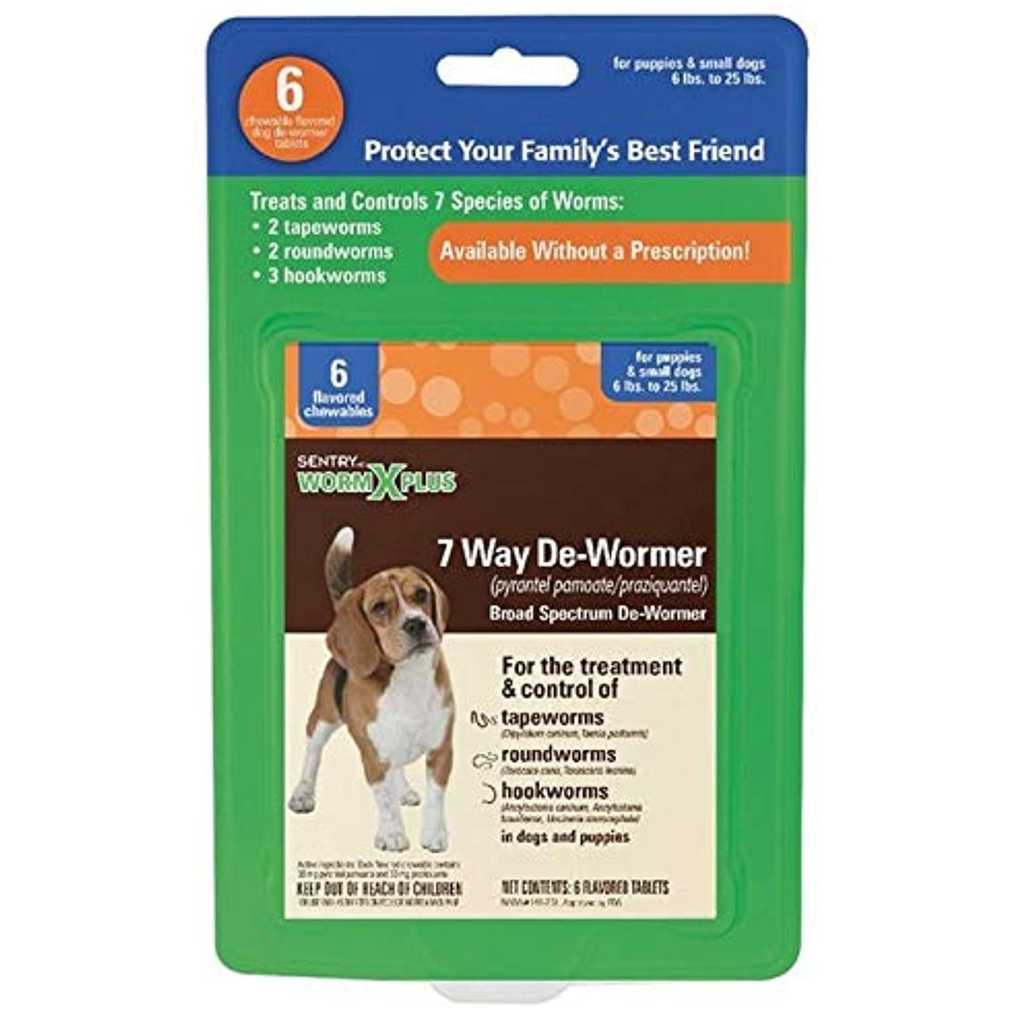 Sergeant's Pet Care Products Worm x Plus 7 Way De-Wormer Small Dog up to 25 pound 6 Ct