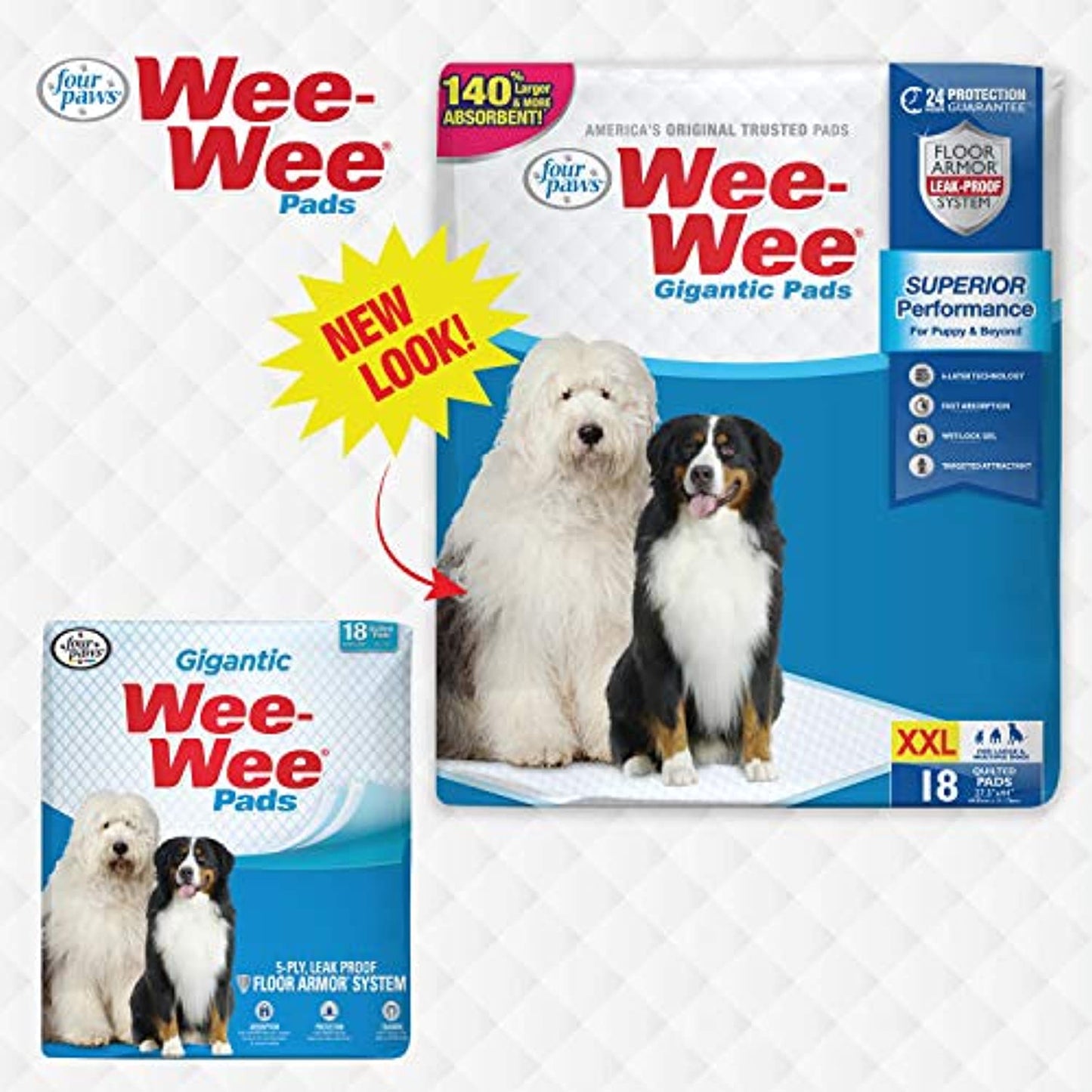 Wee-Wee Puppy Training Pee Pads 18-Count 27.5" x 44" Gigantic Size Pads for Dogs