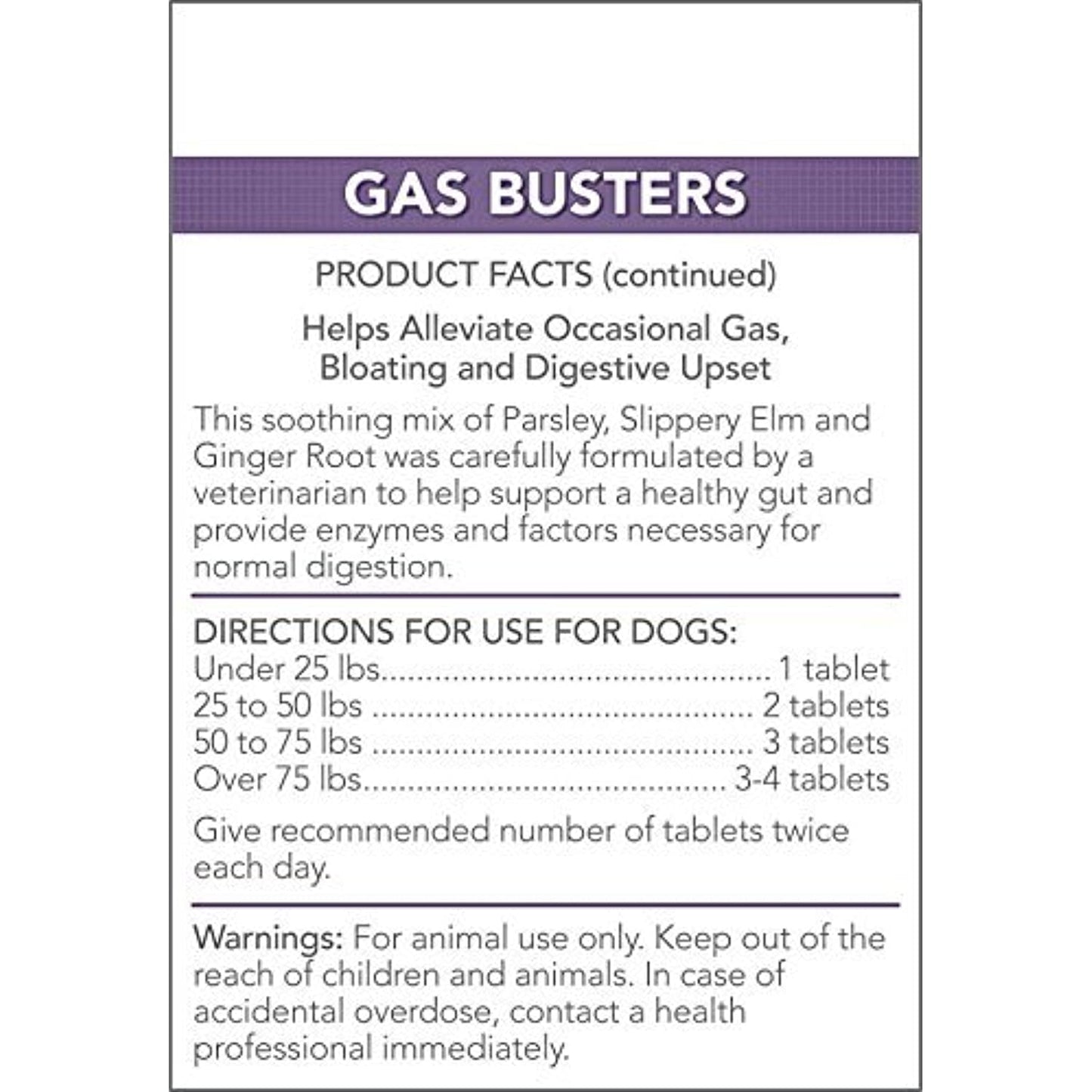 Vet's Best Gas Busters Dog Supplements | Gas, Bloating, Constipation Relief and Digestion Aid for Dogs | 90 Chewable Tablets